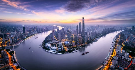 Foto op Plexiglas Shanghai city financial district skyline panorama at sunrise © zhao dongfang
