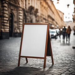A white blank mockup template for a sandwich board or outdoor advertising stand