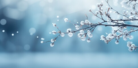 Fototapeta premium snow covered branches of tree