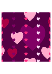 Editable Vector of Love Themed Pink Hearts Illustration Seamless Pattern With Dark Background for Decorative Element of Wedding Related Purposes