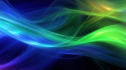 Colorful abstract background with wavy green-blue string lines.