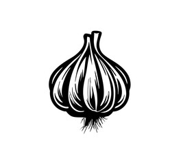 garlic hand drawn vector icon black and white
