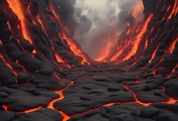 Photo of lava, incandescent liquid (Background)