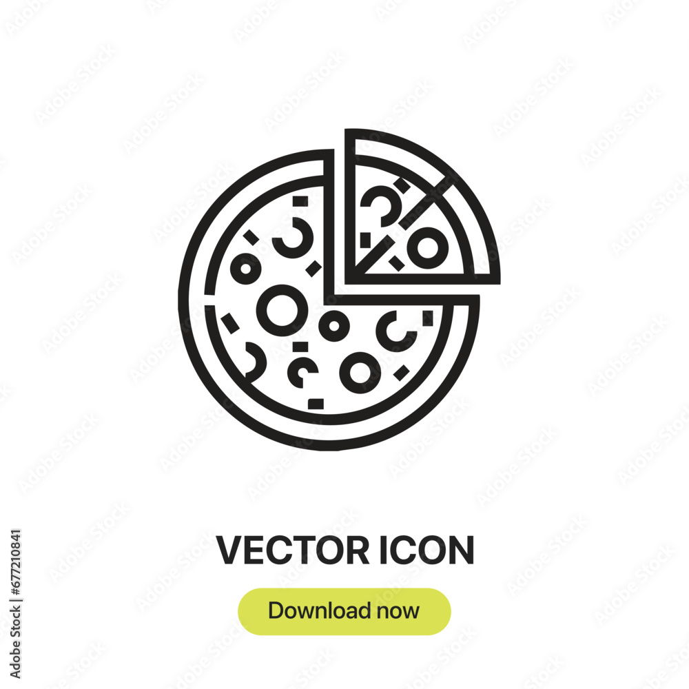 Poster pizza icon vector. linear-style sign for mobile concept and web design. pizza symbol illustration. p