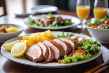 grilled meat with vegetables