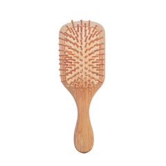 Hair comb. Wooden hair combs vector illustrations. Wooden massage hairbrush isolated on white background.