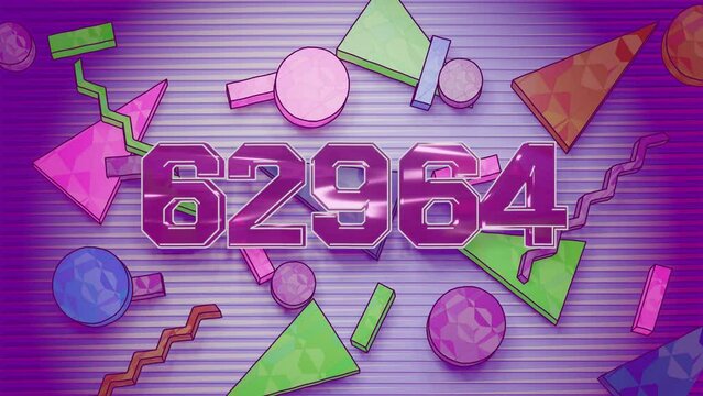 75k Counter in the style of the 80's or 90's also known as Memphis Design. Celebration video introduction for the reaching 75000 subscribers, followers or likes.