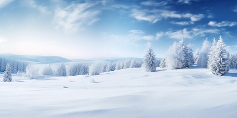Winter background of snow and frost with free space for your decoration, Beautiful winter panorama, generative ai