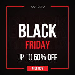 Naklejka premium Vector black Friday sale social media post template