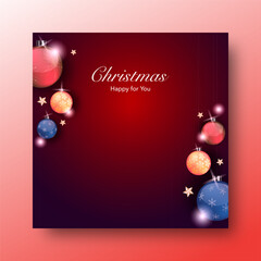 Christmas social banner red background on square design template for place text advertisement.
