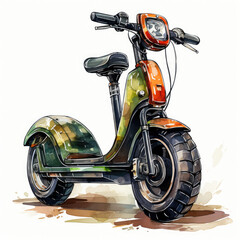 watercolor Segway bike clipart, Generative Ai