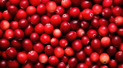 Fresh cranberries filling the entire frame food background 