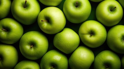 Fresh green apples filling the entire frame food background 