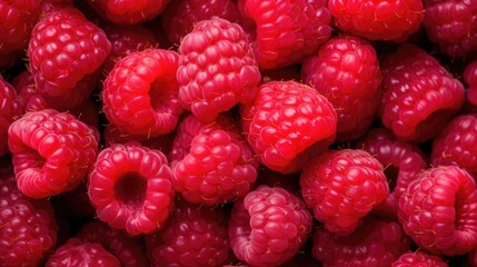 Fresh raspberries filling the entire frame food background 