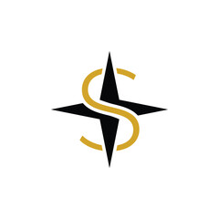 letter S compass star logo design