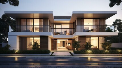 a nice looking duplex house 3d rendering - obrazy, fototapety, plakaty