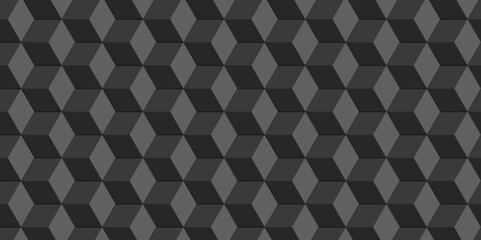 Black and gray geometric block cube structure mosaic and tile square background. Seamless geometric pattern abstract background. abstract cubes geometric wall or grid backdrop hexagon technology.