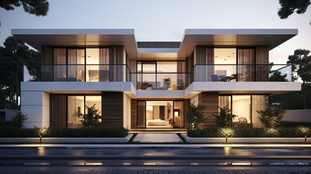 a nice looking duplex house 3d rendering