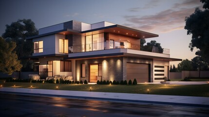 Naklejka premium a nice looking duplex house 3d rendering