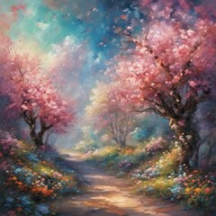 Obraz na płótnie Canvas romantic spring blossom, intense, stylized, detailed, high resolution