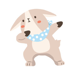 Cute rabbit dabbing dance cartoon