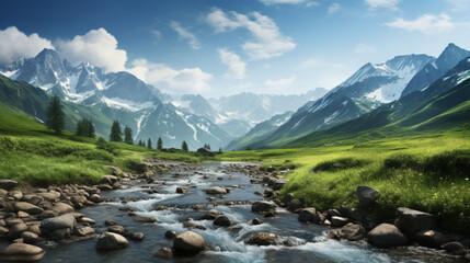 Swiss mountains with small stream