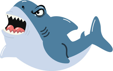 Angry shark with open mouth cartoon