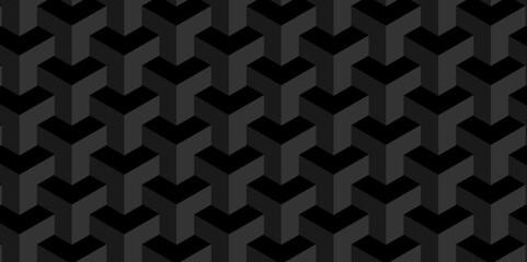 Abstract cubes black and gray geometric wall or grid backdrop hexagon technology. Black and gray geometric block cube structure mosaic and tile square background. Seamless geometric pattern background
