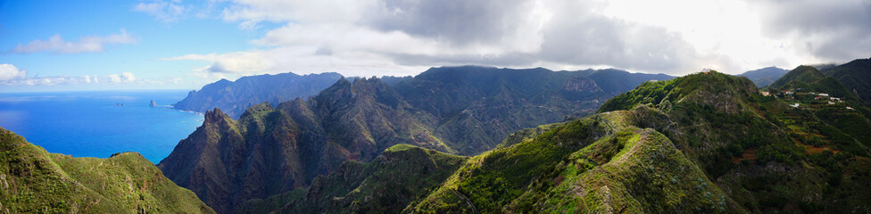 Fototapeta premium Taganana mountains panoramic view in a cloudy day, Tenerife, Canaries, Spain