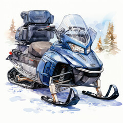 watercolor Snowmobile clipart, Generative Ai