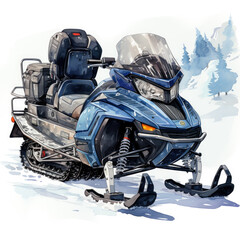 watercolor Snowmobile clipart, Generative Ai