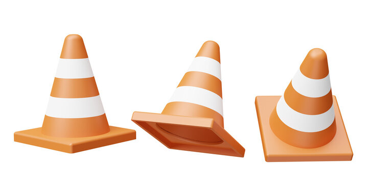 3d set of traffic cones rendering