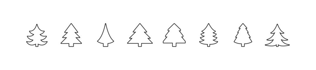 Christmas tree, spruce, pine icon. Isolated vector contour symbol illustration.