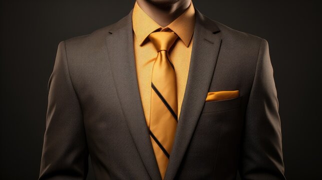   a mannequin wearing a three-piece suit, consisting of a blazer, shirt, and tie, with a pocket square tucked into the lapel The suit is tailored to fit the man's body perfectly, 