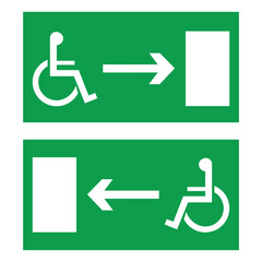 disabled exit sign icon, emergency exit signs, Green fire sign, immediate exit - obrazy, fototapety, plakaty