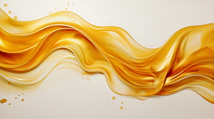 Golden wavy flow of abstract liquid wave, abstract wave background. Generative AI