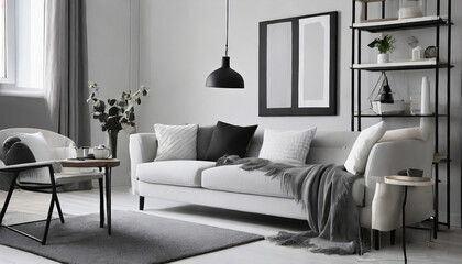 Monochrome Scandi, Black, white, and gray color scheme with clean lines for a sleek Scandinavian look.