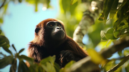 Naklejka premium Pictures of adventures in the rainforest Hikers encounter plants, animals, wild people, and mysteries.