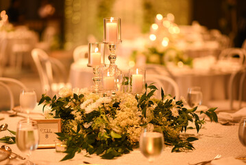 Beautiful wedding table decoration with flowers