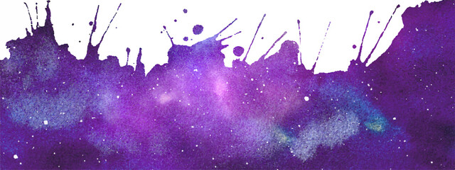 Vector cosmic illustration for border. Beautiful colorful space background. Watercolor Cosmos © WhataWin