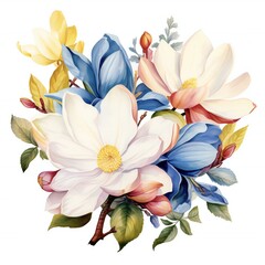 a painting of watercolor flowers on a white background