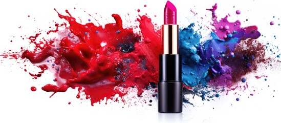 The fashion and beauty industry thrives on white backgrounds to capture the vibrant colors of makeup and cosmetics enhancing the charm and glamour of decorative ornaments like lipstick whic - obrazy, fototapety, plakaty