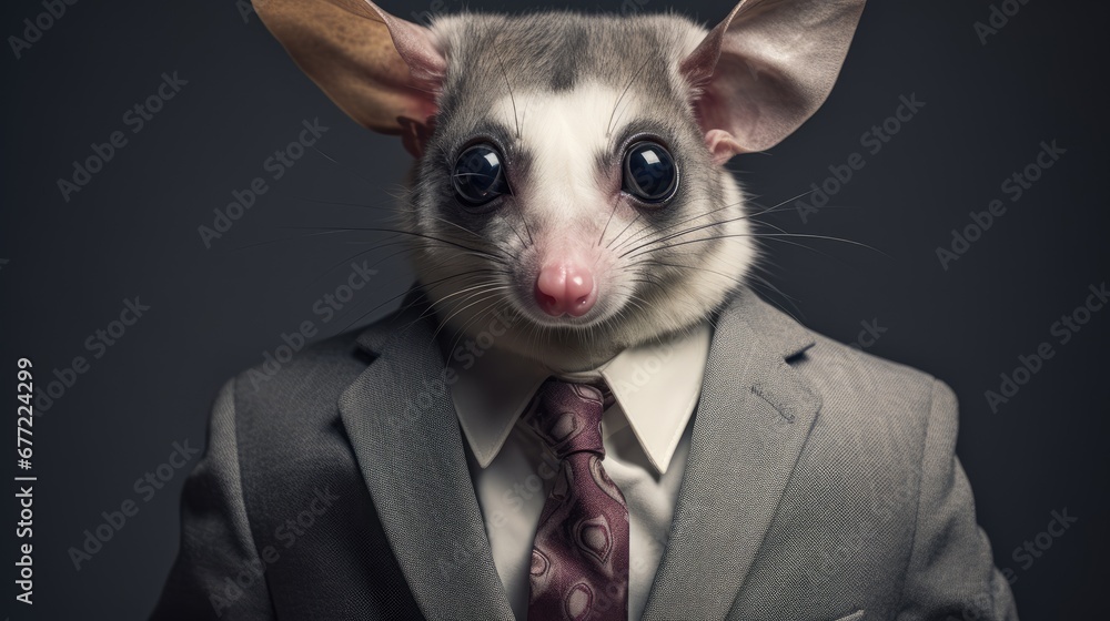 Aufkleber a close up of a rat in a suit and tie with one eye wide open and one eye wide open. generative ai
