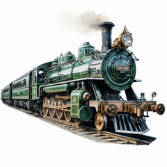 Fototapeta premium watercolor Train clipart, Generative Ai