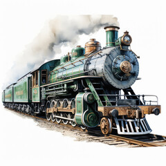 Fototapeta na wymiar watercolor Train clipart, Generative Ai