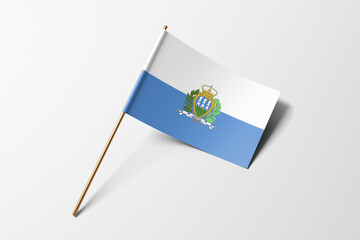 San Marino flag of small paper, isolated on white background