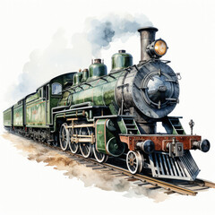 watercolor Train clipart, Generative Ai