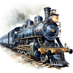 Fototapeta premium watercolor Train clipart, Generative Ai