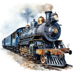 Fototapeta premium watercolor Train clipart, Generative Ai