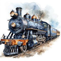 Obraz premium watercolor Train clipart, Generative Ai